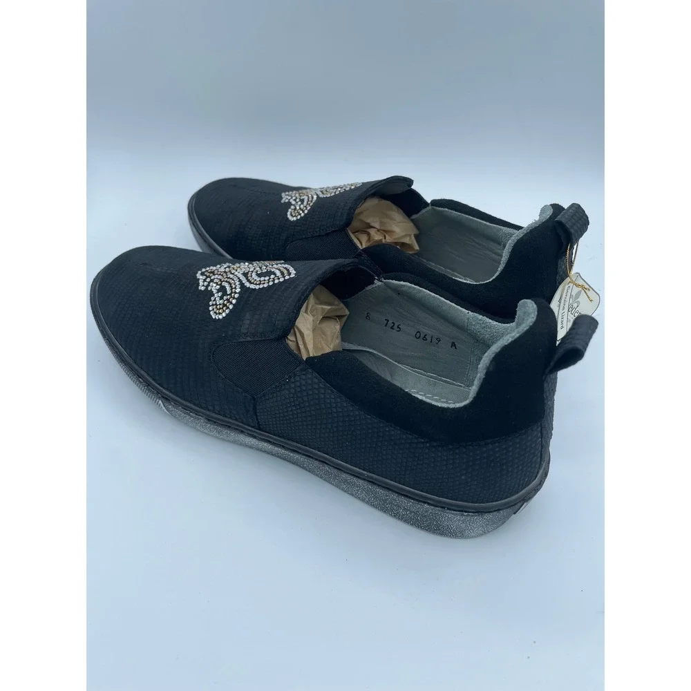 Belvedere Kane Black Genuine Lizard Swarovski Crystal Fleur De Lis Shoes Mens 8